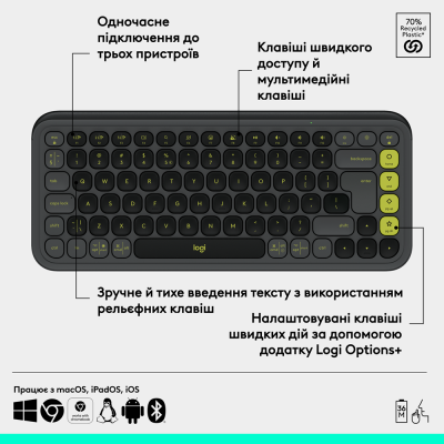 Клавіатура Logitech POP Icon Keys Graphite UKR (L920-013157) (7031715)
