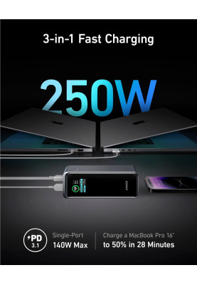 Портативний зарядний пристрій Anker Prime - 27650 mAh 250W PD Black (6962725)