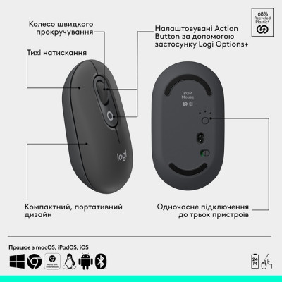 Миша Logitech POP with emoji Graphite (L910-007412) (7031692)