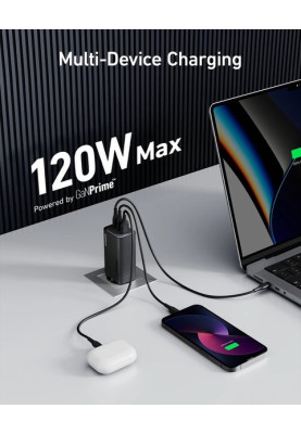 Мережевий зарядний пристрій Anker PowerPort 737 GaNPrime - 120W 2xPD & 1xPIQ PPS/DPDS Black (7079353)