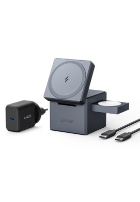 Бездротовий зарядний пристрій Anker MagGo Wireless Charging Station 15W 3-in-1 Cube Black (7089459)