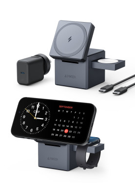 Бездротовий зарядний пристрій Anker MagGo Wireless Charging Station 15W 3-in-1 Cube Black (7089459)