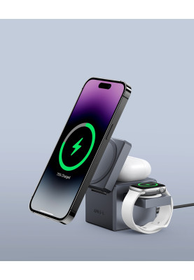 Бездротовий зарядний пристрій Anker MagGo Wireless Charging Station 15W 3-in-1 Cube Black (7089459)