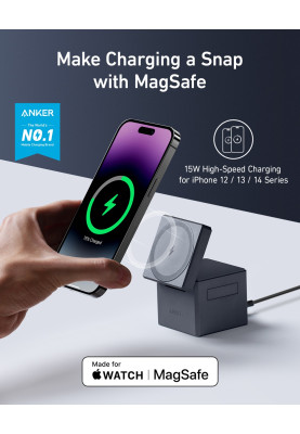 Бездротовий зарядний пристрій Anker MagGo Wireless Charging Station 15W 3-in-1 Cube Black (7089459)