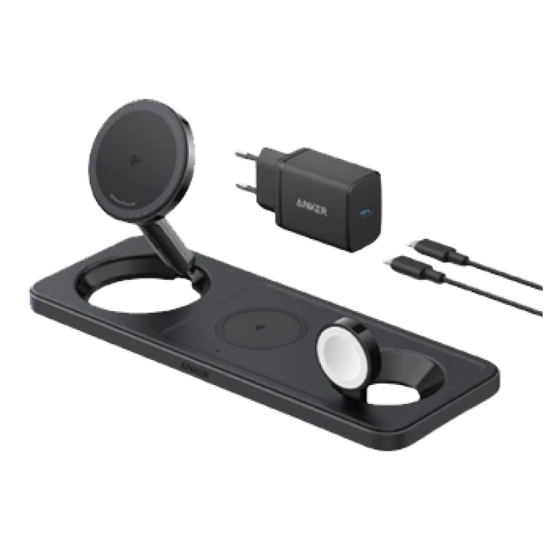 Бездротовий зарядний пристрій Anker MagGo Wireless Charging Station 15W 3-in-1 Pad Black (7089461)