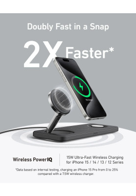 Бездротовий зарядний пристрій Anker MagGo Wireless Charging Station 15W 3-in-1 Pad Black (7089461)