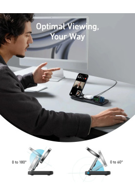 Бездротовий зарядний пристрій Anker MagGo Wireless Charging Station 15W 3-in-1 Pad Black (7089461)