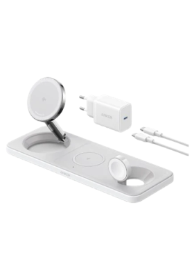 Бездротовий зарядний пристрій Anker MagGo Wireless Charging Station 15W 3-in-1 Pad White (7089463)