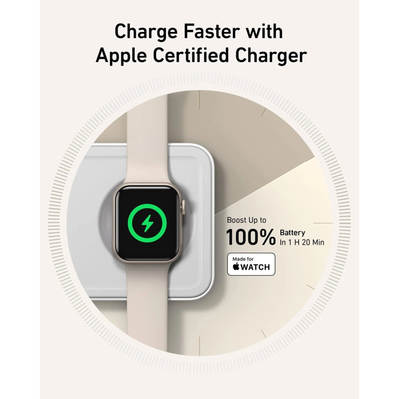 Бездротовий зарядний пристрій Anker MagGo Wireless Charging Station 15W 3-in-1 Pad White (7089463)