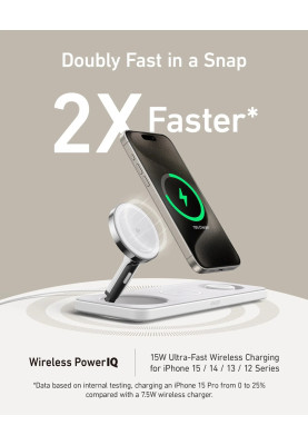 Бездротовий зарядний пристрій Anker MagGo Wireless Charging Station 15W 3-in-1 Pad White (7089463)