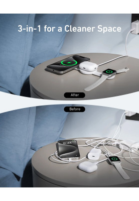 Бездротовий зарядний пристрій Anker MagGo Wireless Charging Pad 15W 3-in-1 Foldable White (7089465)
