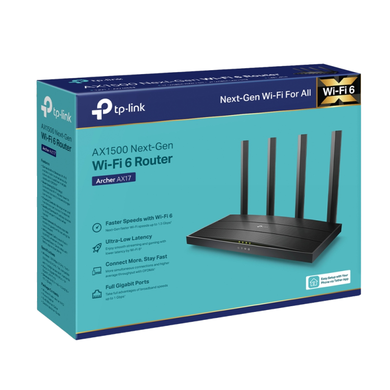 Бездротовий маршрутизатор TP-Link Archer AX17, AX1500 Wi-Fi 6 (7062175)