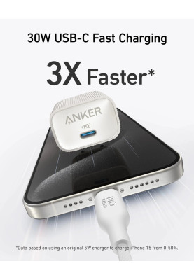 Мережевий зарядний пристрій Anker PowerPort 511 Nano IV - 30W USB-C White (6962736)