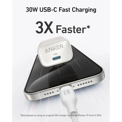 Мережевий зарядний пристрій Anker PowerPort 511 Nano IV - 30W USB-C White (6962736)