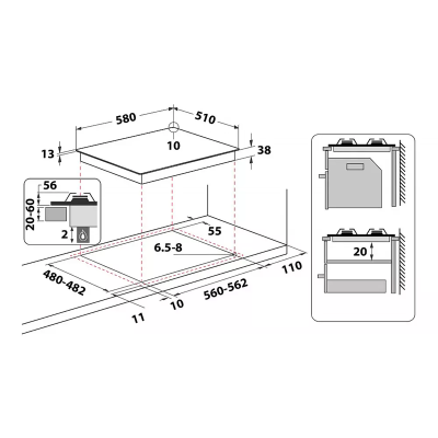 Газова варильна поверхня Whirlpool TGML 661 IX R (6996872)