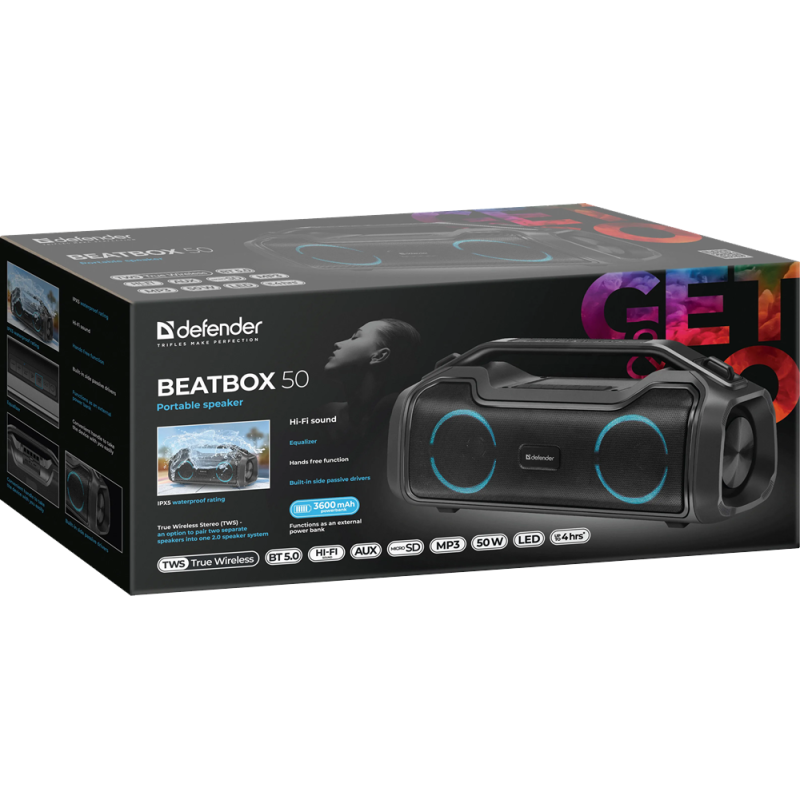 Портативна акустика Defender Beatbox 50 Black (65950) (7055827)