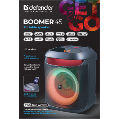 Портативна акустика Defender Beatbox 45 Black (65245) (7109586)