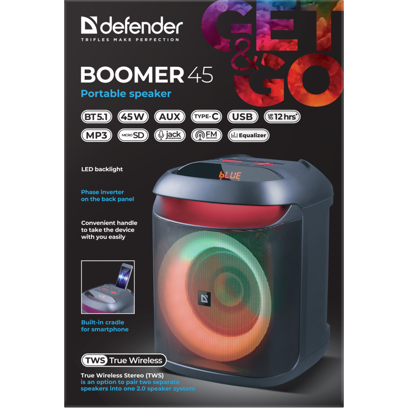 Портативна акустика Defender Beatbox 45 Black (65245) (7109586)