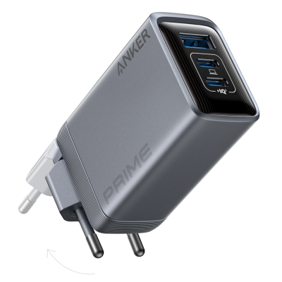 Сетевое зарядне пристрій Anker GaNPrime Charger - 100W, 2xUSB-C PD & 1xUSB-A Foldable Silver (7089458)