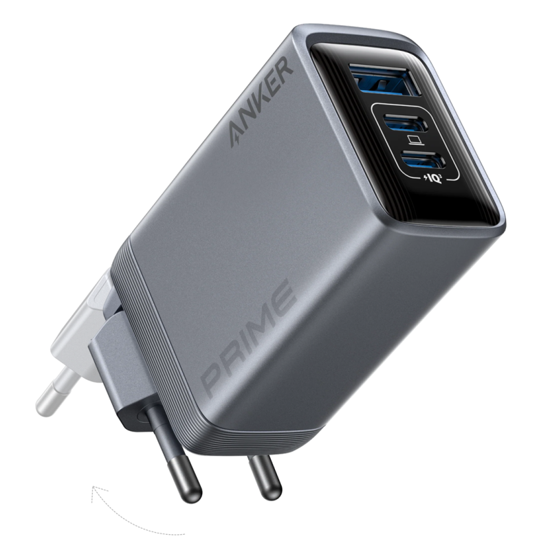 Мережевий зарядний пристрій Anker GaNPrime Charger - 100W, 2xUSB-C PD & 1xUSB-A Foldable Silver (7089458)