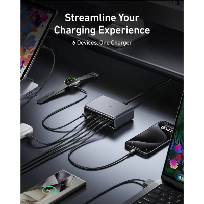 Сетевое зарядне пристрій Anker GaNPrime Charger - 200W, 4xUSB-C PD & 2xUSB-A Black (7121459)