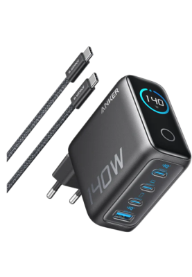 Сетевое зарядне пристрій Anker Laptop GaN Charger 140W, 3xUSB-C PD3.1 & 1xUSB-A w Display and Cable Black (7121460)