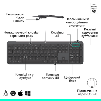 IT набор Logitech Signature Slim MK620 Wired Combo for Business - GRAPHITE (920-013349) (7129739)