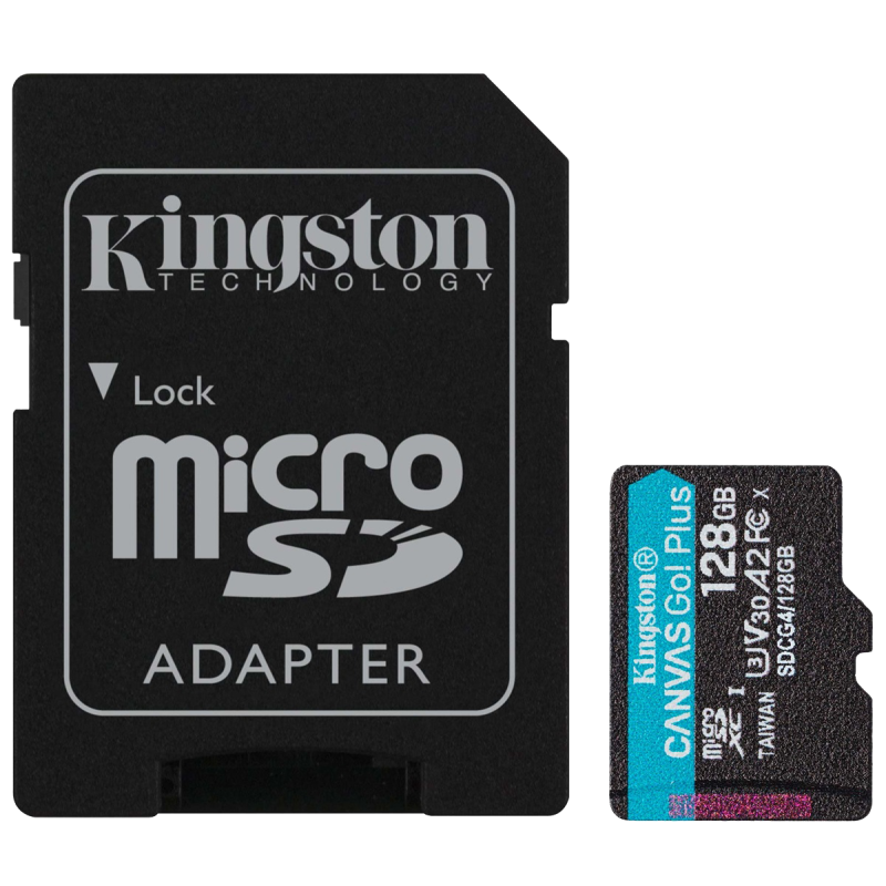 Карта пам'яті Kingston microSD 128GB C10 UHS-I U3 A2 V30 + SD (SDCG4/128GB) (7120094)