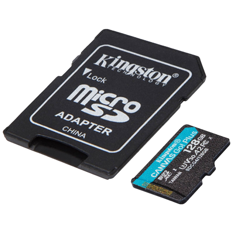 Карта пам'яті Kingston microSD 128GB C10 UHS-I U3 A2 V30 + SD (SDCG4/128GB) (7120094)