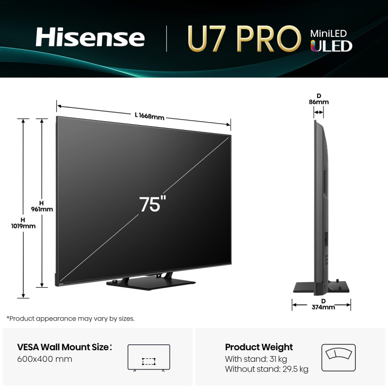 LED-телевізор Hisense 75U7Q PRO  (7134201)