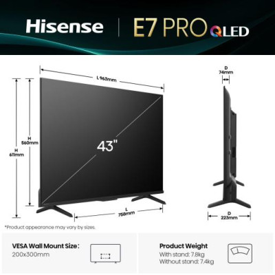 LED-телевізор Hisense 43E7Q PRO (7134217)