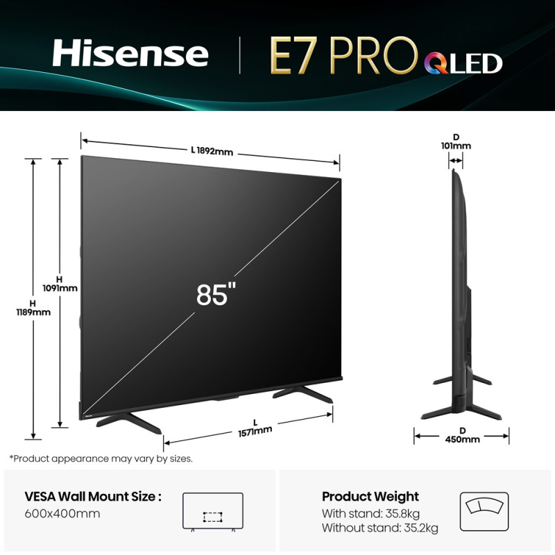 LED-телевізор Hisense 85E7Q PRO  (7134221)