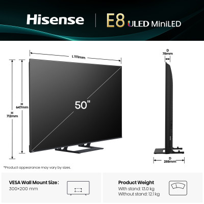 LED-телевізор Hisense 50E8Q (7134216) LED-телевізор Hisense 50E8Q (7134216)