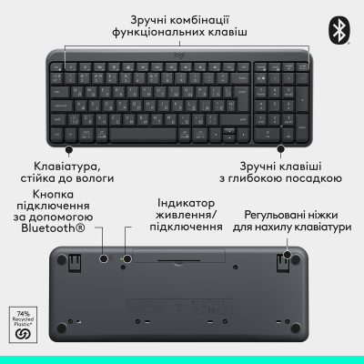 Клавіатура Logitech K250 Wireless Graphite (7136786)