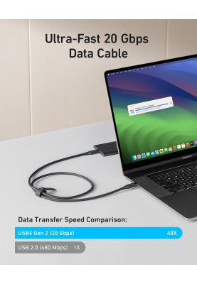 Кабель Anker USB-C to USB-C - 0.9m 240W 20 Gbps 4K Video Tranfer Bio-Nylon Black (7133643)