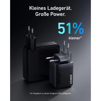 Сетевое зарядне пристрій Anker GaNPrime Charger - 67W, 2xUSB-C PD & 1xUSB-A Black (7133644)