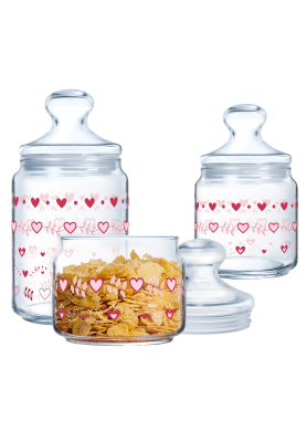 Набір банок Luminarc Club Love Basket, 3х0.5, 0.75, 1 л (7093989)
