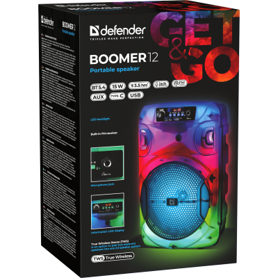 Портативна акустика Defender Boomer 12 15Вт (65412) (7151828) Портативна акустика Defender Boomer 12 15Вт (65412) (7151828)