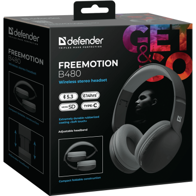 Гарнітура Defender FreeMotion B480 Bluetooth Black (63480) (7151837)