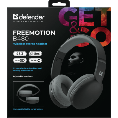 Гарнитура Defender FreeMotion B480 Bluetooth Black (63480)  (7151837)