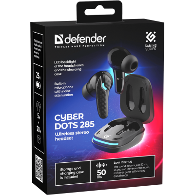 Гарнітура Defender CyberDots 285 TWS Bluetooth Black (63285) (7151838)