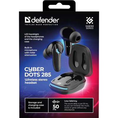 Гарнітура Defender CyberDots 285 TWS Bluetooth Black (63285) (7151838)
