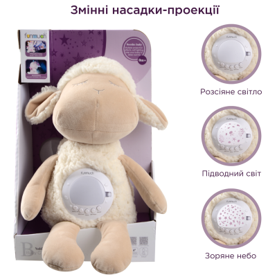 Іграшка-нічник Funmuch Овечка з функцією колисання, проектором; колискові, білий шум (7120512)