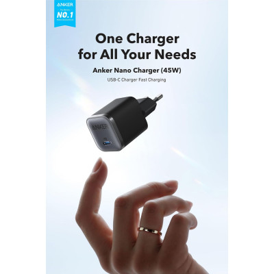 Мережевий зарядний пристрій Anker Nano Charger - 45W USB-C Black (7150726)