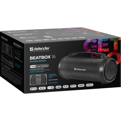 Портативна акустика Defender Beatbox 16 16Вт Black (65216) (7191842) Портативна акустика Defender Beatbox 16 16Вт Black (65216) (7191842)