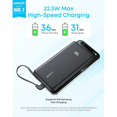 Портативний зарядний пристрій Anker - 10000 mAh 22.5W Built-In USB-C Cable Black (7198079) Портативний зарядний пристрій Anker - 10000 mAh 22.5W Built-In USB-C Cable Black (7198079)