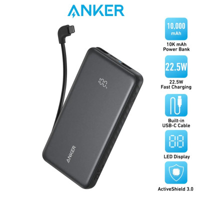 Портативний зарядний пристрій Anker - 10000 mAh 22.5W Built-In USB-C Cable Black (7198079) Портативний зарядний пристрій Anker - 10000 mAh 22.5W Built-In USB-C Cable Black (7198079)