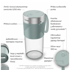 Акумуляторний портативний блендер Tefal BL1C0430 (7150895) Акумуляторний портативний блендер Tefal BL1C0430 (7150895)