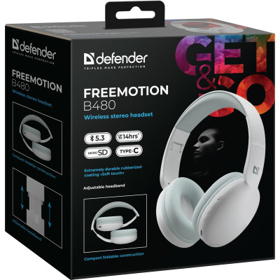 Гарнітура Defender FreeMotion B480 Bluetooth White (63480) (7202783) Гарнітура Defender FreeMotion B480 Bluetooth White (63480) (7202783)