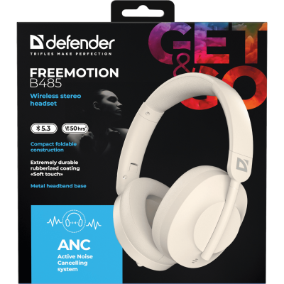 Гарнітура Defender FreeMotion B485 Bluetooth ANC Beige (63485) (7202784)